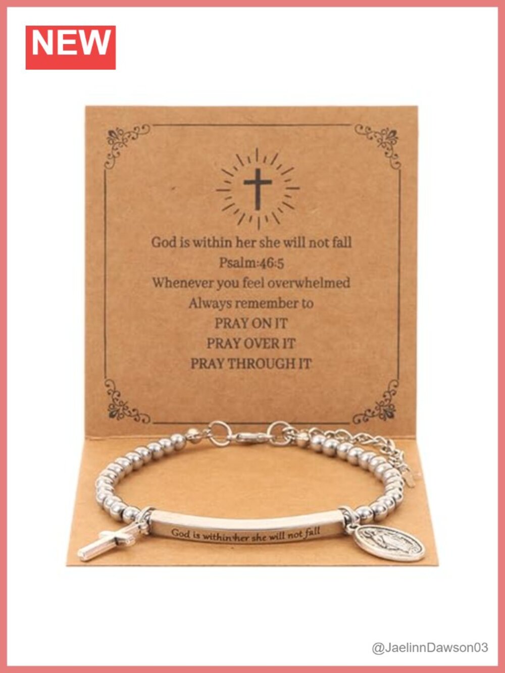 Inspirational Christian Bracelet with Cross, Bible Verse Jewelry for Women